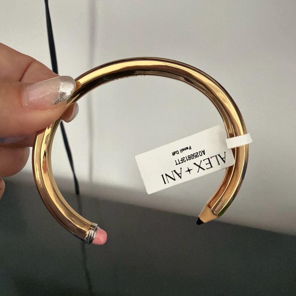 Alex & Ani Gold Plated Open Cuff Bracelet - Pink Accent